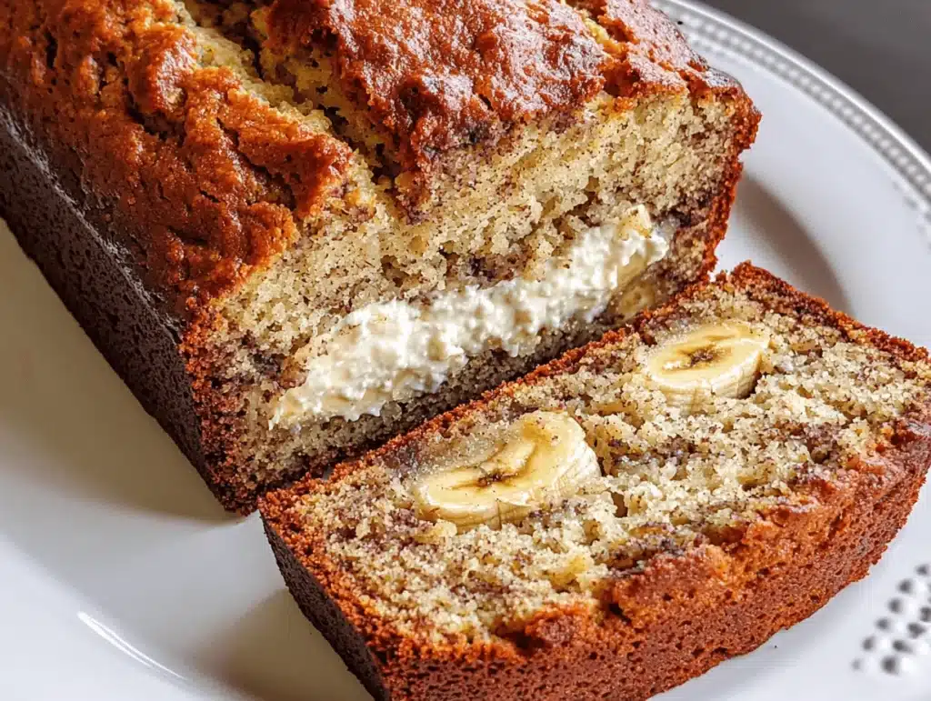 Easy Cottage Cheese Banana Bread 3 Ingredients – Moist & High Protein 8 Sliced cottage cheese banana bread 3 ingredients recipe showing moist texture with banana pieces and creamy cottage cheese filling