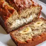 Easy Cottage Cheese Banana Bread 3 Ingredients – Moist & High Protein 9 Sliced cottage cheese banana bread 3 ingredients recipe showing moist texture with banana pieces and creamy cottage cheese filling