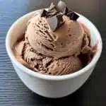 chocolate cottage cheese ice cream in bowl