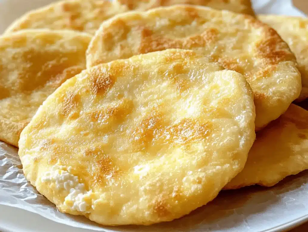 Cottage cheese 2 ingredient flatbread on a white plate