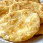 Cottage cheese 2 ingredient flatbread on a white plate