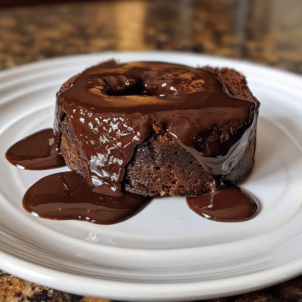 Rich chocolate protein lava cake with a melted center