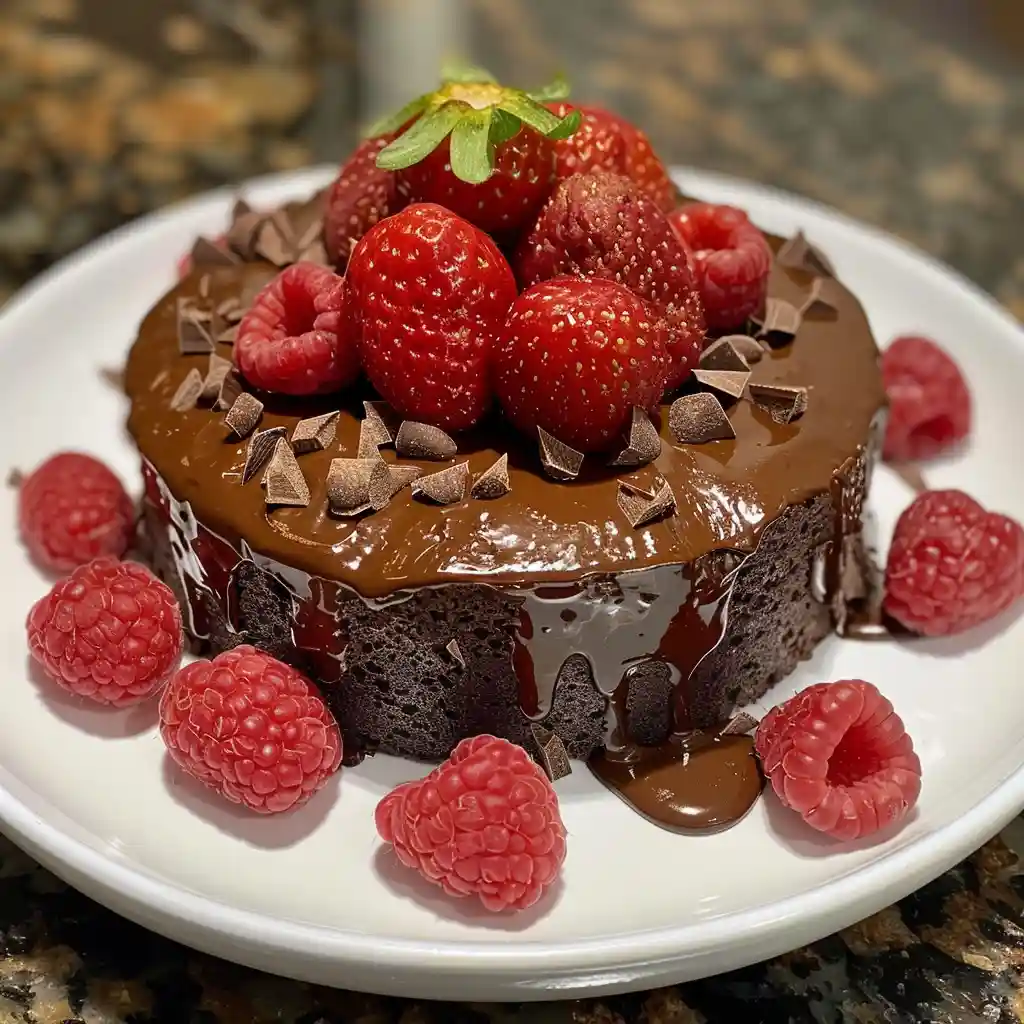 protein lava cake with molten chocolate center