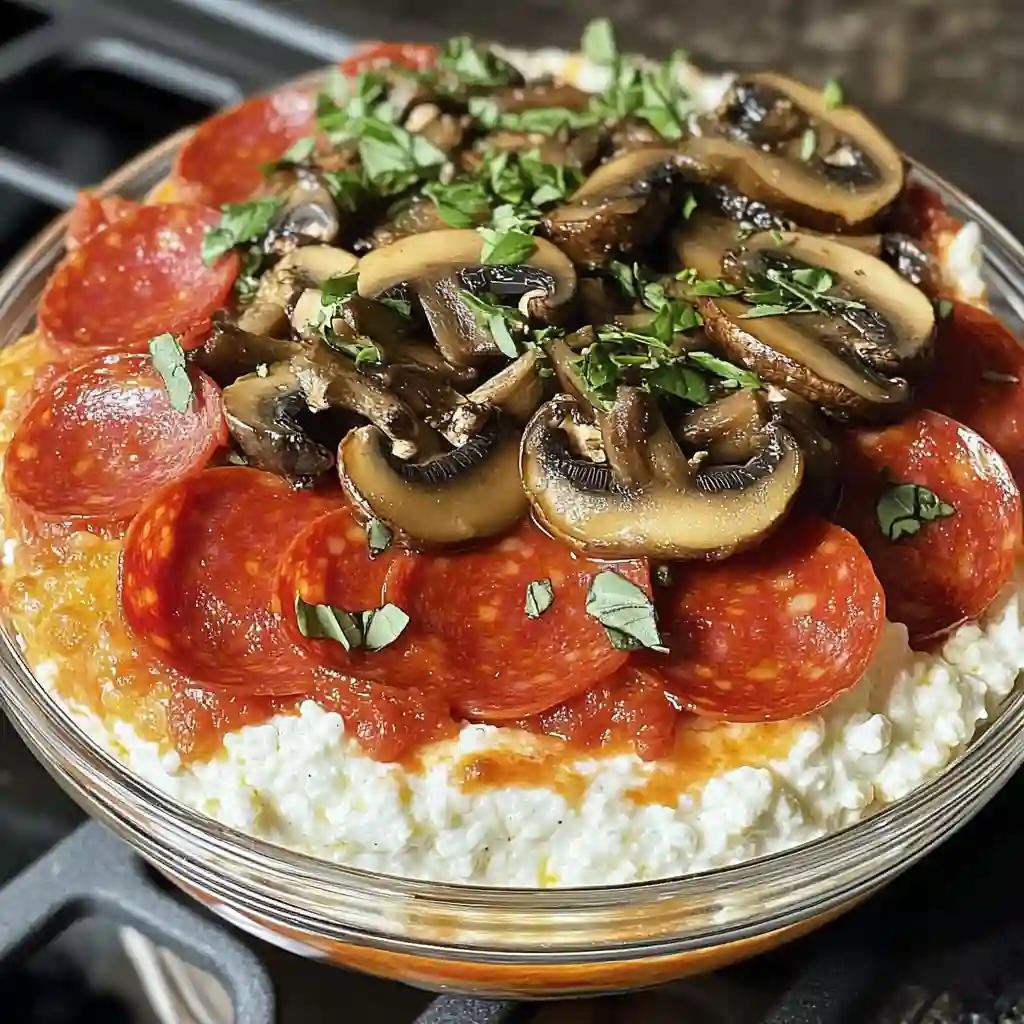 The Ultimate Guide to Cottage Cheese Meal Prep for Dinner 108 Cottage cheese pizza bowl meal prep with marinara and turkey pepperoni