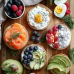 Top 12 High Protein Toppings for Cottage Cheese Bagels You’ll Love 8 High protein toppings for cottage cheese bagels on a wooden table