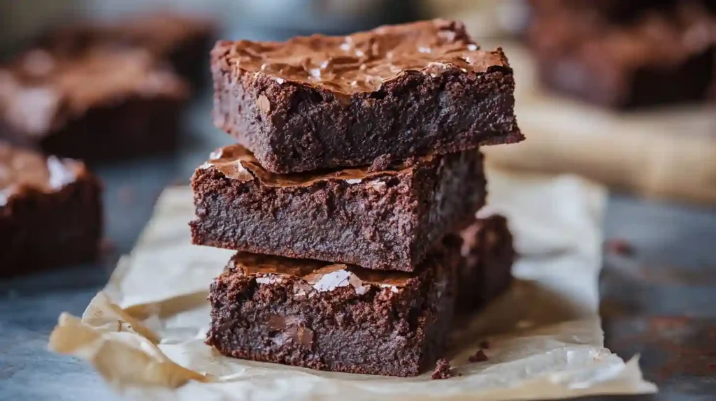 Protein brownies on parchment, fudgy texture