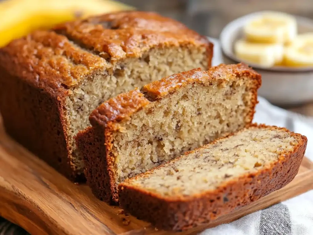 High-Protein Breakfasts: The Ultimate Guide to Starting Your Day Strong 5 A sliced loaf of 3-ingredient cottage cheese banana bread on a cooling rack, showing its moist texture with a fresh banana alongside.