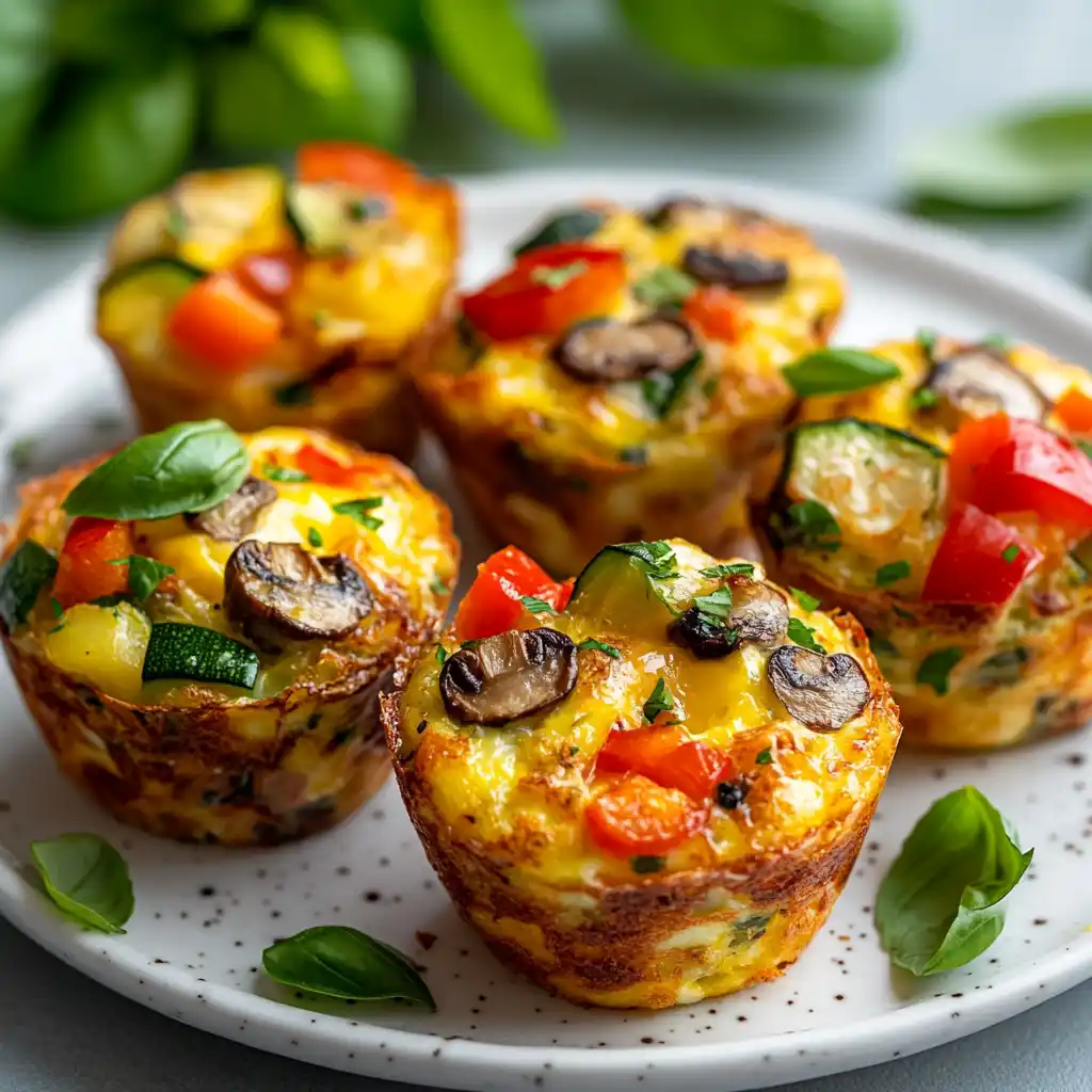 Delicious High Protein Egg Muffins: Your Ultimate Meal Prep Breakfast 3 Vegetarian high protein egg muffins with mushrooms, peppers, and zucchini
