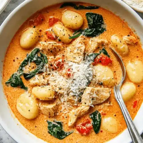 Rich, Creamy Marry Me Chicken Soup with Gnocchi 3 Creamy gnocchi with chicken, spinach, and tomatoes, a comforting dish as delightful as "marry me chicken soup."