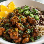 Cilantro Orange Chicken with Rice and Beans