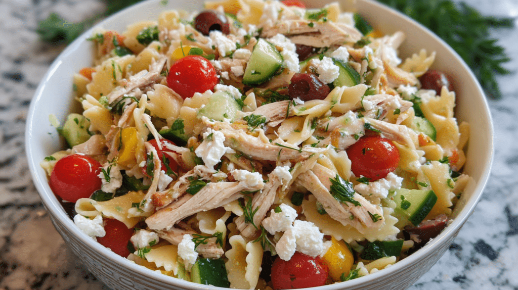 Greek Chicken Pasta Salad: Easy Recipe