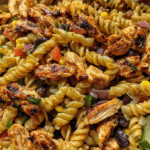 High Protein BBQ Chicken Pasta Salad